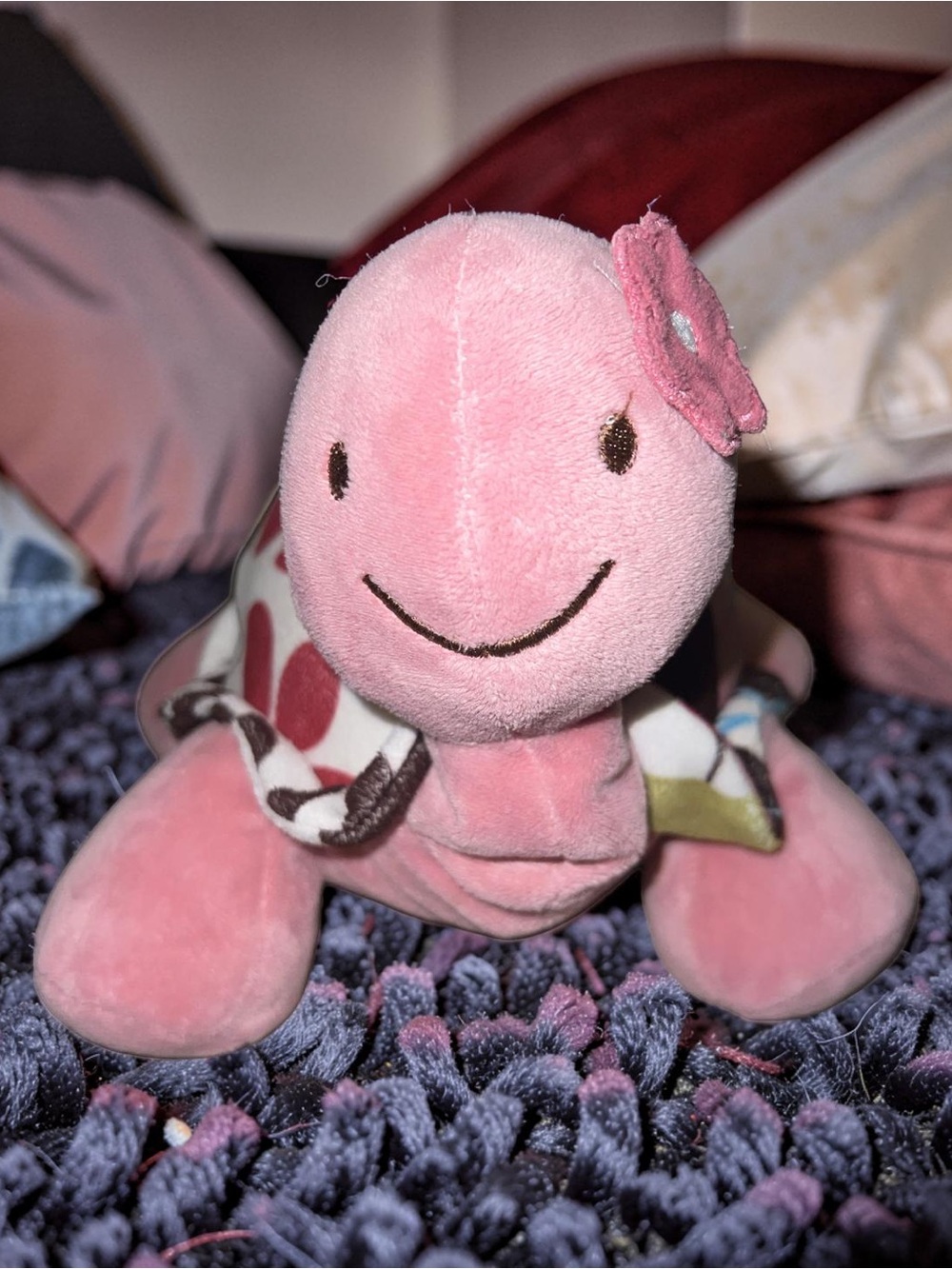 Cocalo Baby Turtle Plush Floral Flowers Pink Embroidery Eyes Stuffed Animal Toy